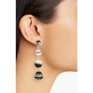 Rebecca Minkoff Elegant Black and White Beaded Earrings